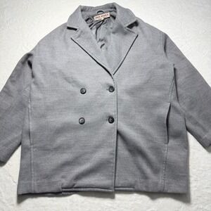 Free People Size Medium Hannah Slouchy Washed Black‎ Boho Oversize Blazer Coat